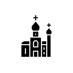 Church building line color icon. Isolated vector element.