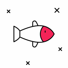 Filled outline Fish icon isolated on white background. Vector