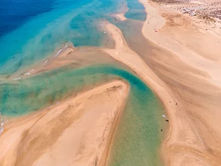 Crédence de cuisine en verre imprimé Plage de Sotavento, Fuerteventura, Îles Canaries playa de sotavento de jandía Drohne Luftaufnahme Landschaft