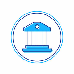 Filled outline Bank building icon isolated on white background. Vector