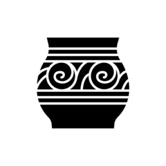 Ceramic ware trypillia ornament line color icon. Isolated vector element.