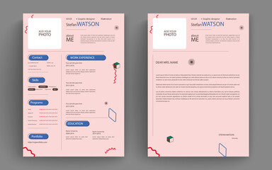 Professional clean modern resume cv and cover letter business layout vector template. Minimalist resume cv elegant stylish design template. Multipurpose resume and letterhead design.