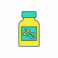 Filled outline Sleeping pill icon isolated on white background. Vector