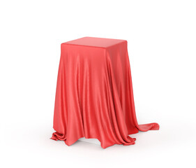 Pedestal with cloth on a white background. 3d illustration