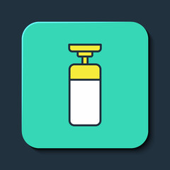 Filled outline Punching bag icon isolated on blue background. Turquoise square button. Vector