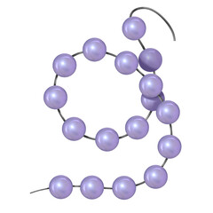 pearl beads strung on a string, garland of purple pearl beads, purple pearls for design, hand-drawn illustration isolated on a white background