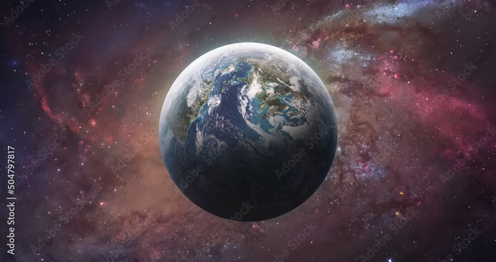 Poster earth planet sphere. exploration and expedition on blue planet. blue planet in space. solar system. 