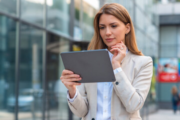 Portrait of a successful business woman using digital tablet