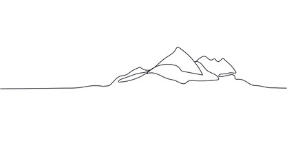 Mountains. One single line. Continuous line vector illustration