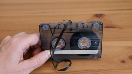 Cassette tape winding with  a pen