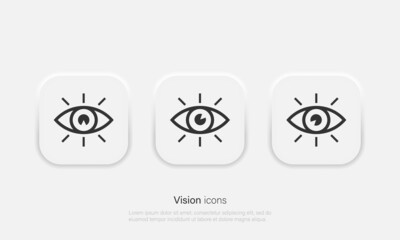 Vision vector icons. Eyes symbols in trendy neumorphism style. Vector EPS 10