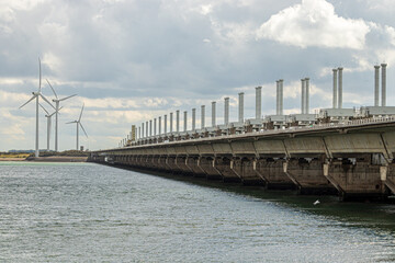 Fototapeta na wymiar storm surge barrier on the dutch north sea