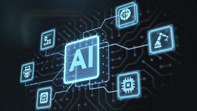 AI Learning and Artificial Intelligence Concept. Business, modern technology, internet and networking concept.