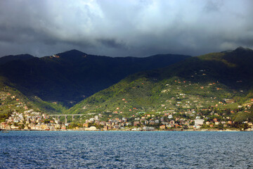 View of Santa Margherita Ligure coast, Genova, on the Riviera Ligure, Mediterranean Sea, Italy, Europe