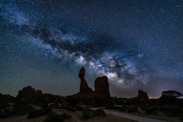 Balanced Rock Wide Angle Low Milky Way