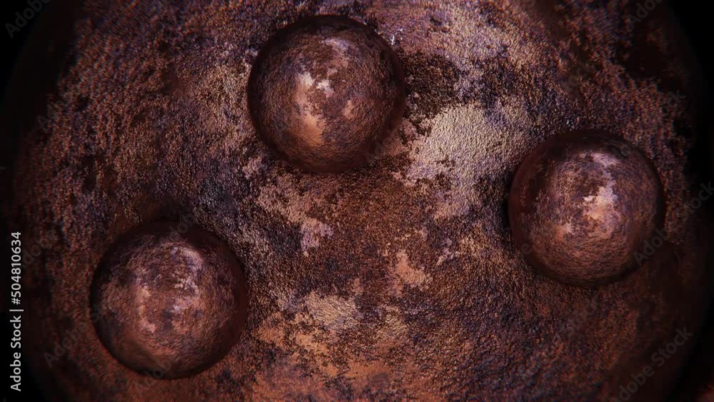 Aufkleber realistic satisfying looping 3d animation of the corroded metal rusty sphere with orbital rolling sm
