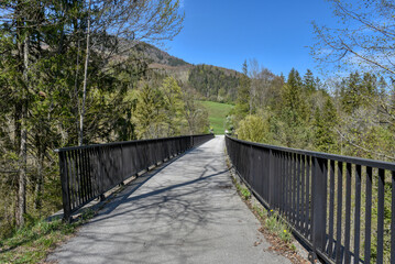 Brücke, Eisenbahnbrücke, Radweg, Radfahrweg, Radbrücke, Steyrtalbahn, Steyrdurchbruch, Asphalt,...
