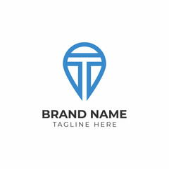 Letter T Pin Location Logo Design Element