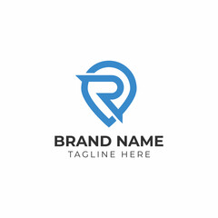 Fototapeta premium Letter R Pin Location Logo Design Element