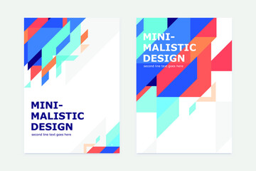 Minimalistic design, creative concept, modern diagonal abstract background. Geometric element. Orange, yellow, blue and cyan diagonal shapes. Vector illustration