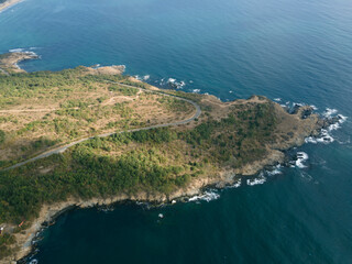 Aerial view of Black Sea coast near Cape Agalina, Bulgaria
