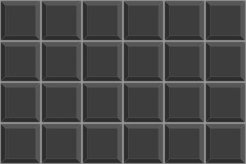 Black square tile seamless pattern. Brick wall background. Kitchen backsplash or bathroom ceramic floor texture. Vector flat illustration.