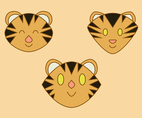 Adorable tigers heads vector set