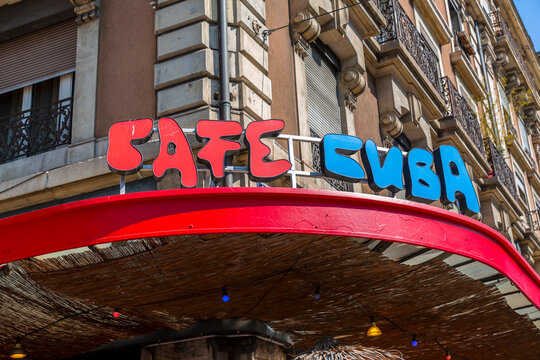 Signage and entrance of Cafe Cuba in Geneva, Switzerland