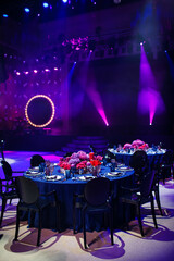 Table set for wedding or another catered event dinner