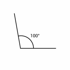100 degree angle icon in mathematics - obrazy, fototapety, plakaty