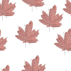 Fototapeta premium Watercolor Autumn Leaves Seamless Pattern. Surface Pattern, isolated, nature, leaves, leaf, floral, flower, hand-painted