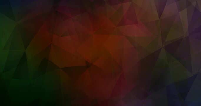 4K looping dark green, red polygonal video footage. Colorful abstract video clip with gradient. Slideshow for web sites. 4096 x 2160, 30 fps. Codec Photo JPEG.
