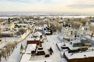 Obraz premium Top view of the Annunciation and Trinity Monasteries in the city of Murom. Russia