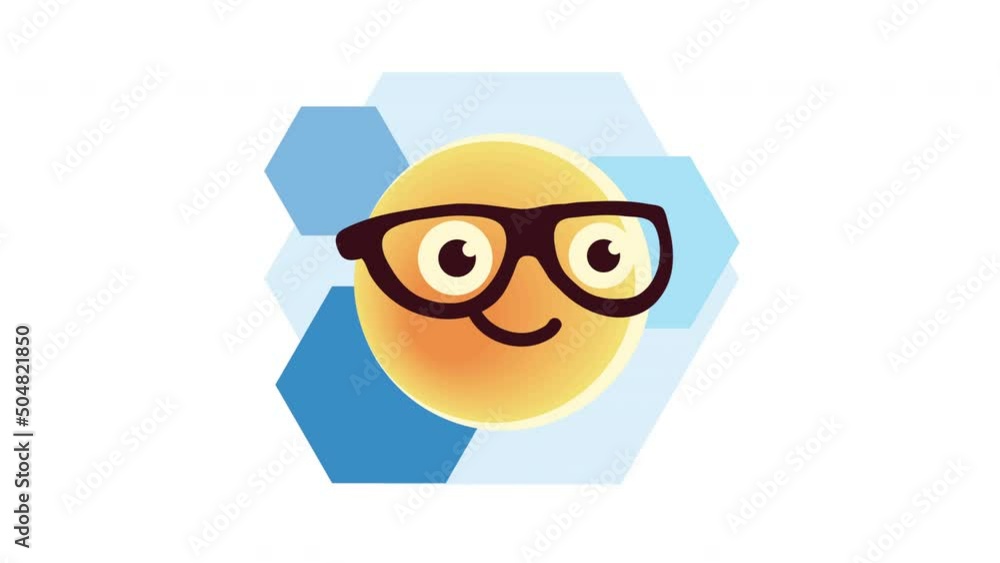 Sticker emoticon character with glasses animation