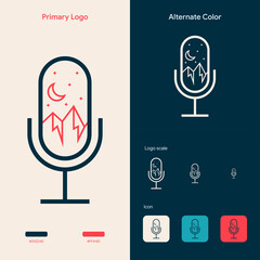 minimalist outline podcast logo concept
