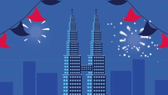 malaysian petronas towers animation
