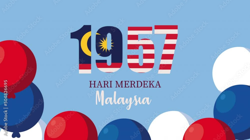 Poster hari merdeka lettering celebration animation