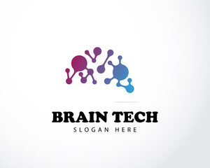 brain tech logo creative connect smart molecule lab design concept
