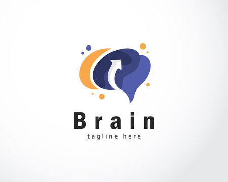 brain up logo creative education smart idea arrow design concept