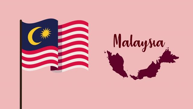 malaysia lettering with flag and map