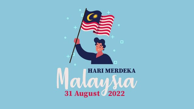 hari merdeka lettering celebration animation