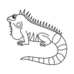 Fototapeta premium Cute chameleon cartoon coloring page illustration vector. For kids coloring book.