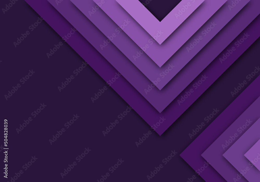 Poster purple background geometric overlap layer paper cut on dark with space design