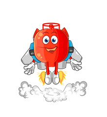 gas cylinder with jetpack mascot. cartoon vector