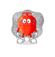 gas cylinder thinking hard vector. cartoon character