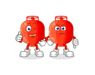 gas cylinder thumbs up and thumbs down. cartoon mascot vector