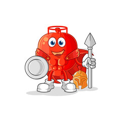 gas cylinder spartan character. cartoon mascot vector
