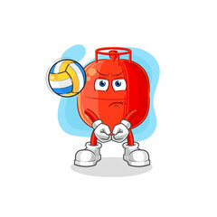 gas cylinder play volleyball mascot. cartoon vector