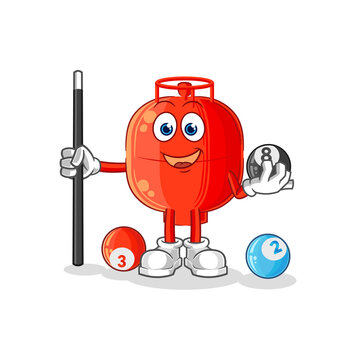 recommend clip art: gas cylinder plays billiard character. cartoon mascot vector
