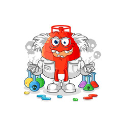 gas cylinder mad scientist illustration. character vector